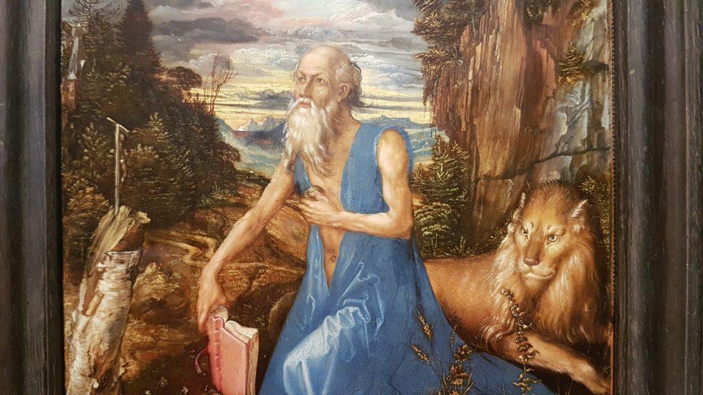 A fragment of Dürer's painting "Saint Jerome" (c.1494) at the Albertina exhibition in Vienna. Photo: Art with me! e.U., 2019