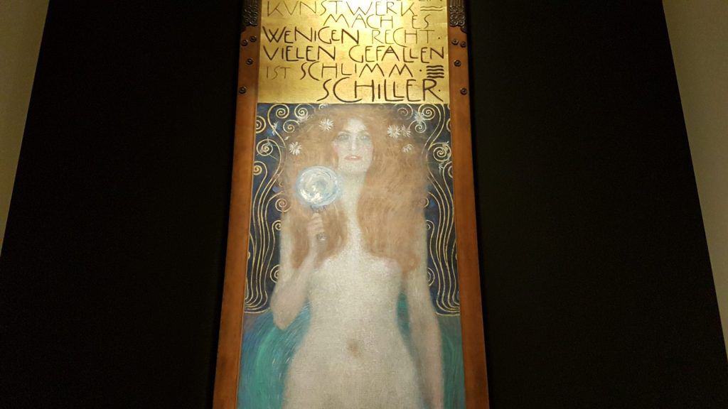 A fragment of Gustav Klimt's "Naked Truth" in the Theater Museum in Lobkovitz Palace. Photo: Art with me! e.U., 2020