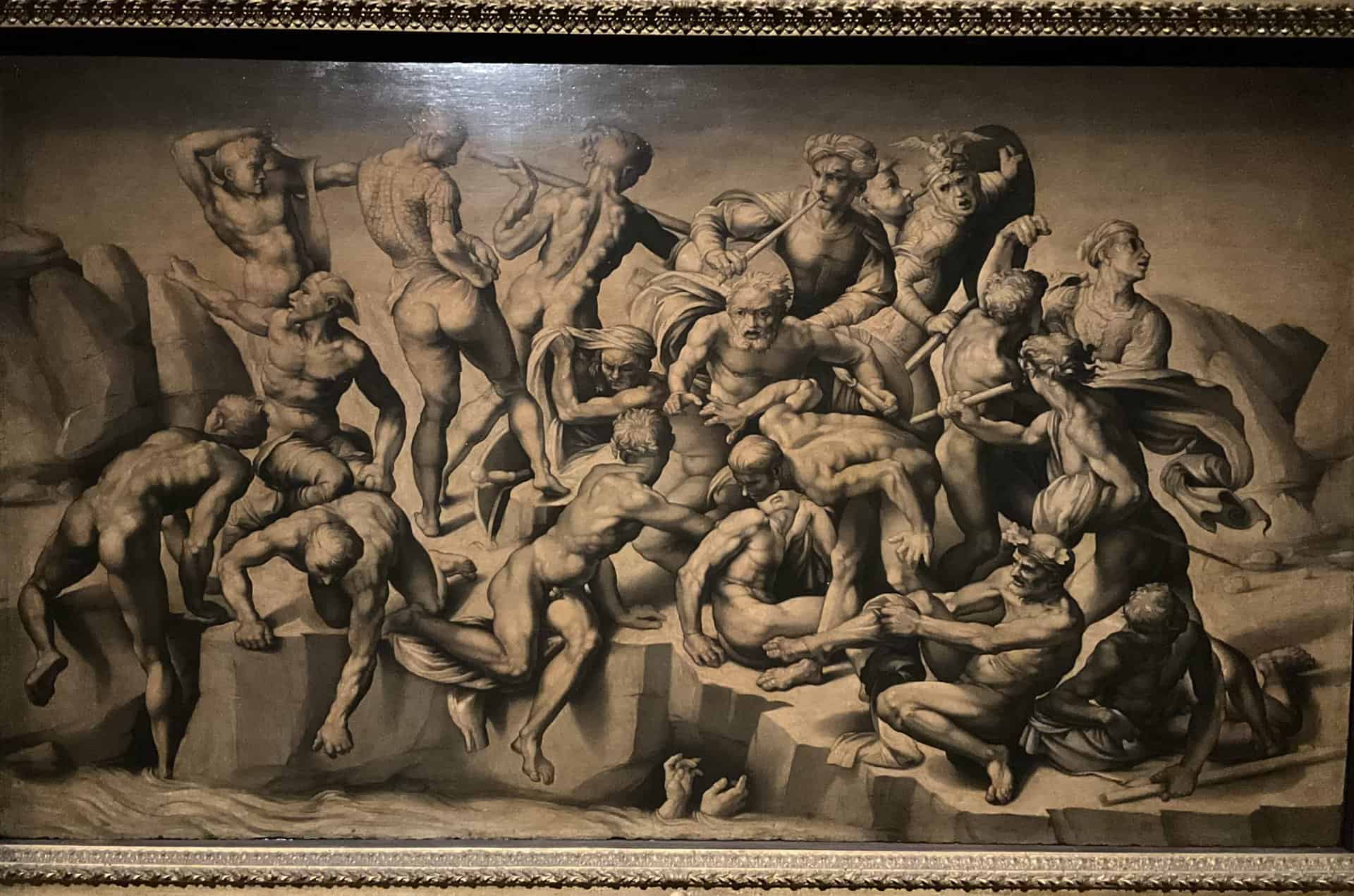 Бастиано да Сангалло, копия фрески Микеланджело "Битва при Кассано", 1542, фрагмент. Фото Юлии Абрамовой, Вена, 2022