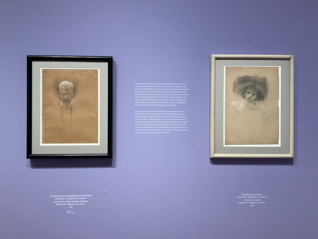 Gustav Klimt | "Portrait of an Old Man" and "Portrait of a Child" (sketches for "New Allegories"), 1895 at the exhibition in the Albertina Modern | Photo by Julia Abramova