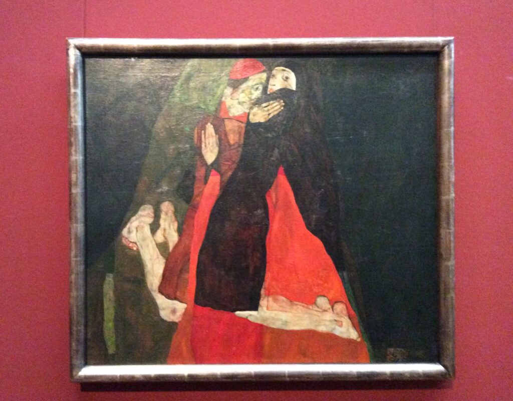 Egon Schiele's "Cardinal and Nun" (1912) on display at the Leopold Museum in Vienna. Photo: Art with me! Museum Tours in 2025.